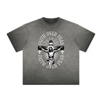Vintage Frayed Jesus Pattern Tee