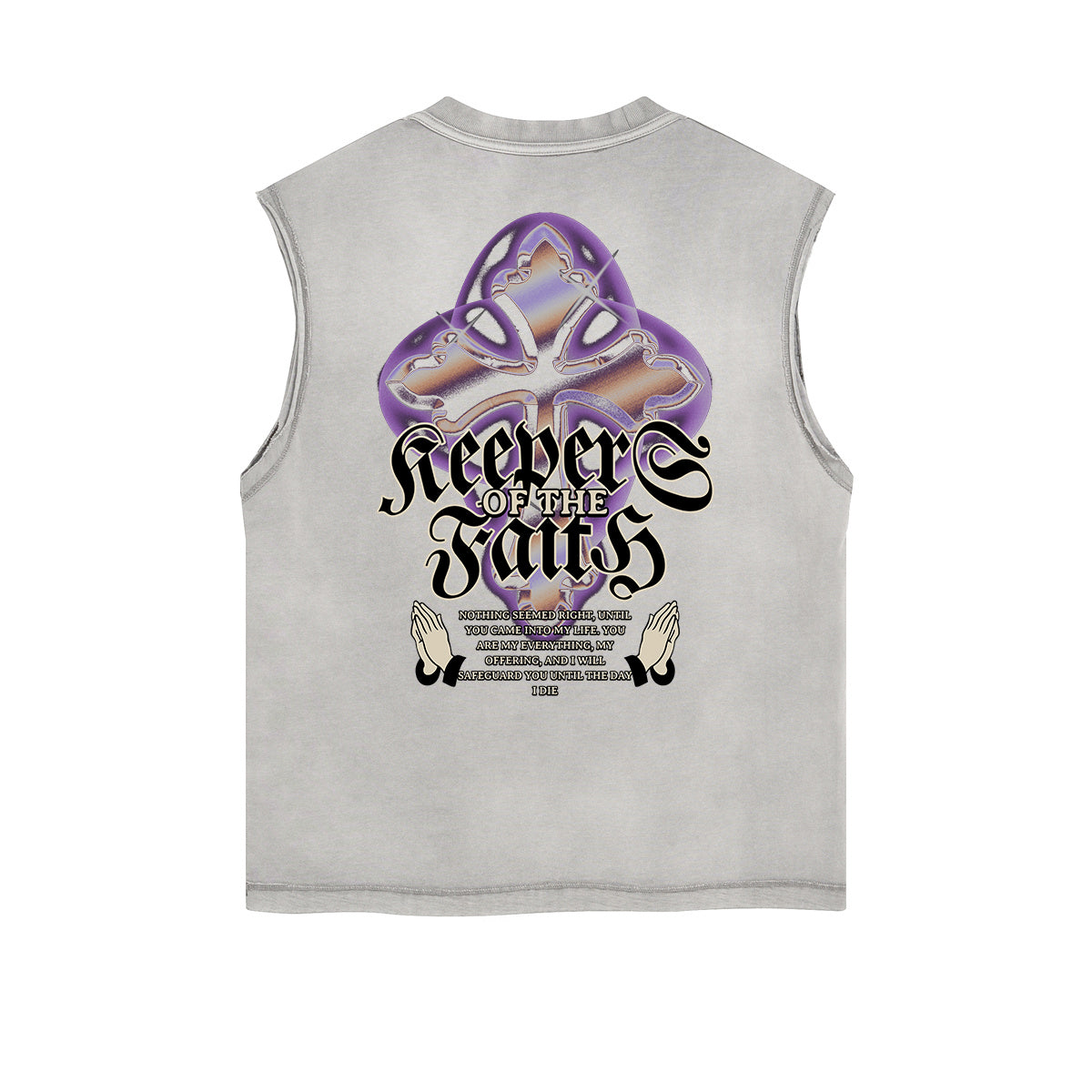 Camiseta sin mangas con estampado de Jesús desgastada