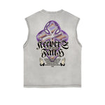 Camiseta sin mangas con estampado de Jesús desgastada