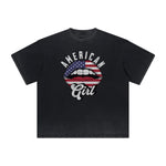 Vintage Frayed Red Lips Pattern Tee