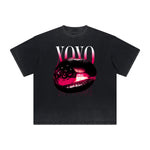 Vintage Frayed Red Lips Pattern Tee