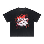 Vintage Frayed Red Lips Pattern Tee