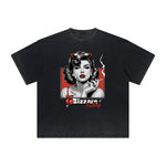 Vintage Frayed Red Lips Pattern Tee