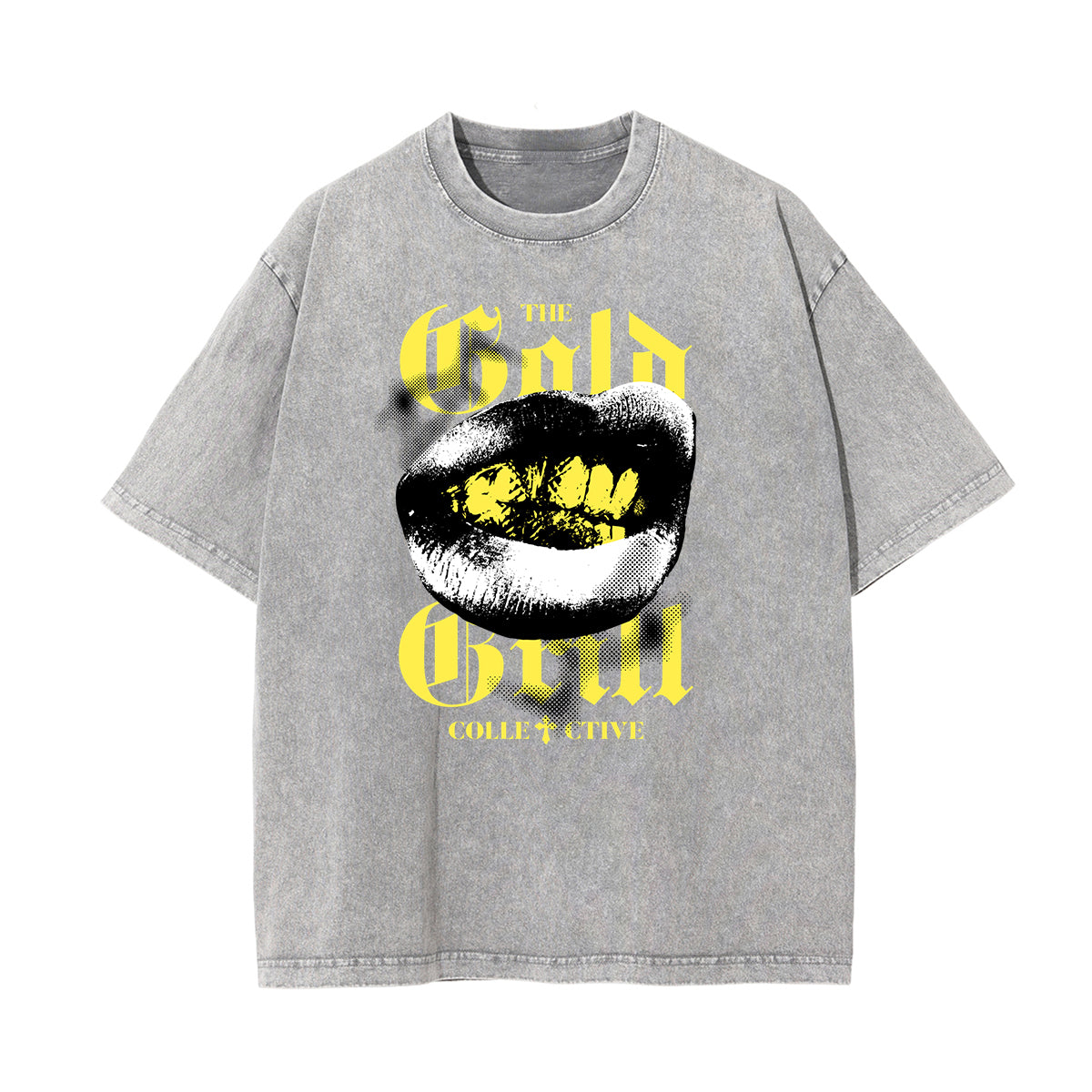 Stone Wash Red Lips Pattern T Shirt