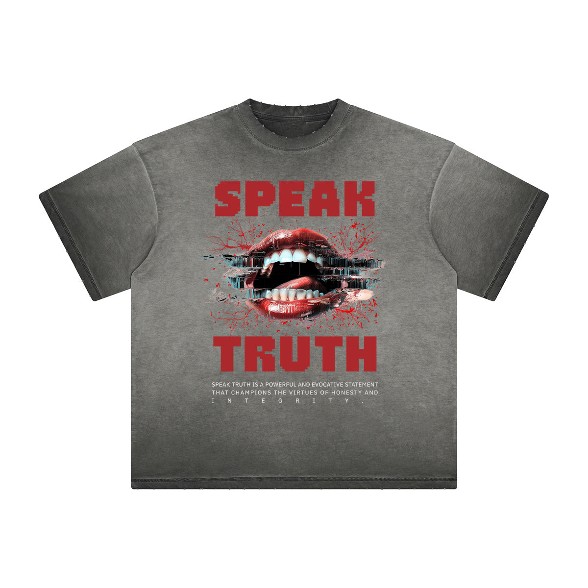 Thick Faded Red Lips Graphic T Shirt
