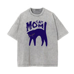 Camiseta de algodón con gráfico de gato lavado