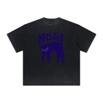 Thick Faded Cat Graphic T Shirt