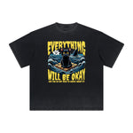 Thick Faded Cat Graphic T Shirt