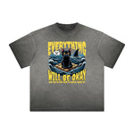 Vintage Frayed Cat Pattern Tee