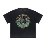 Thick Faded Cat Graphic T Shirt