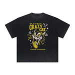 Thick Faded Cat Graphic T Shirt