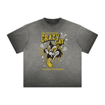 Vintage Frayed Cat Pattern Tee