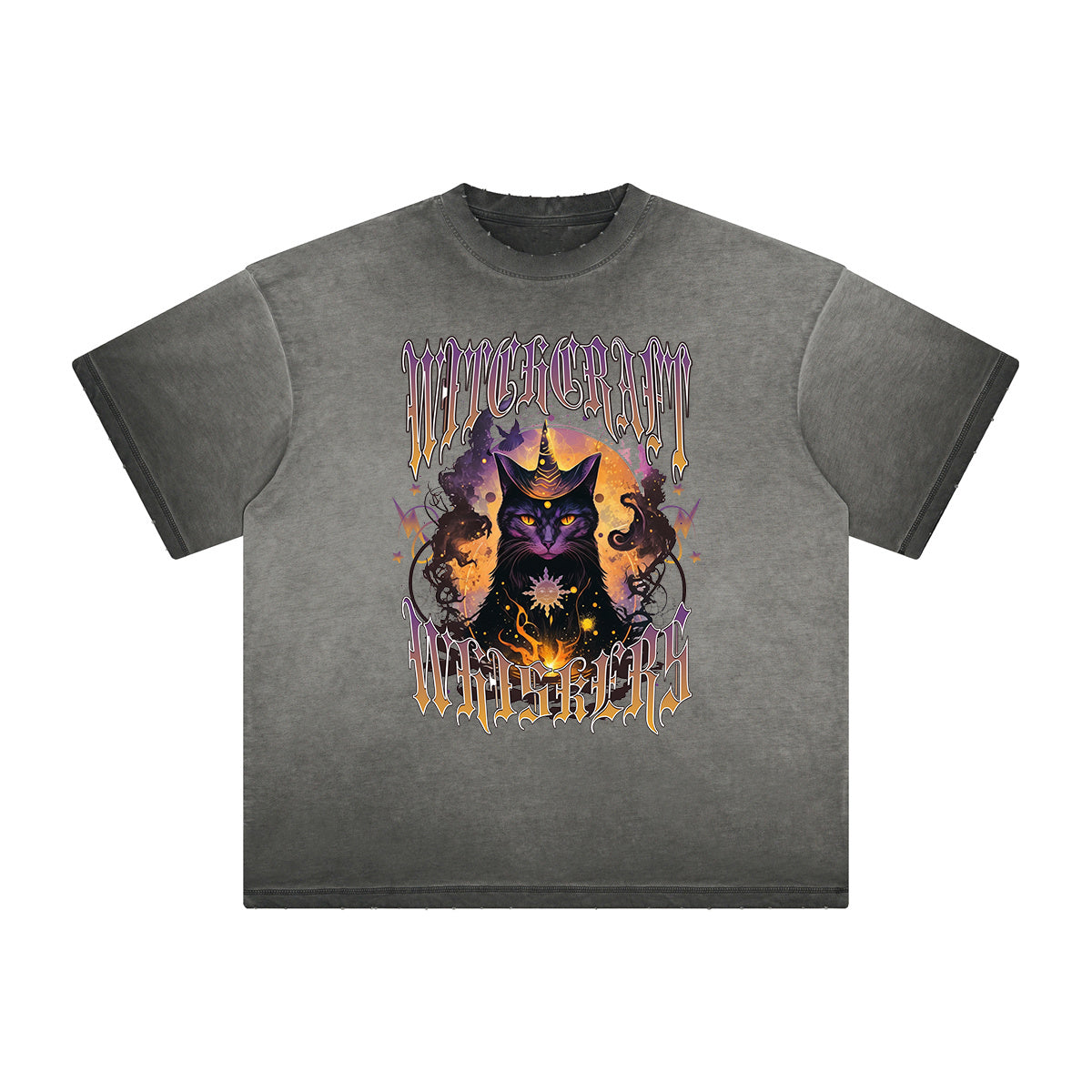 Vintage Frayed Cat Pattern Tee