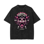 Camiseta con estampado de gato lavado a la piedra