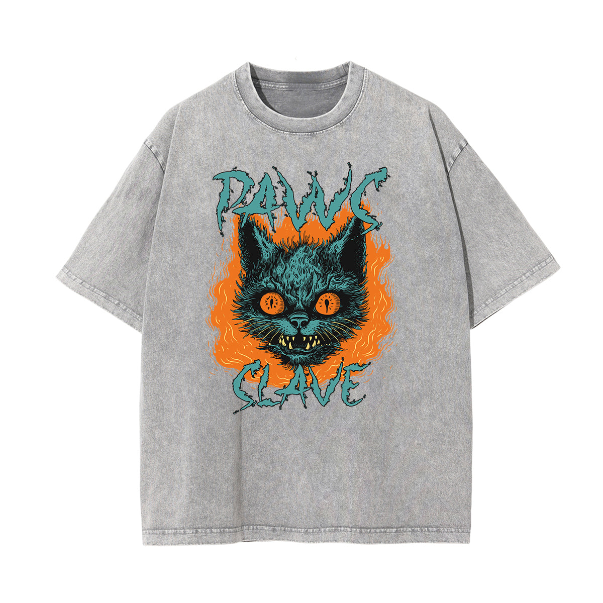 Camiseta de algodón con gráfico de gato lavado