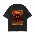 Camiseta con estampado de gato lavado a la piedra