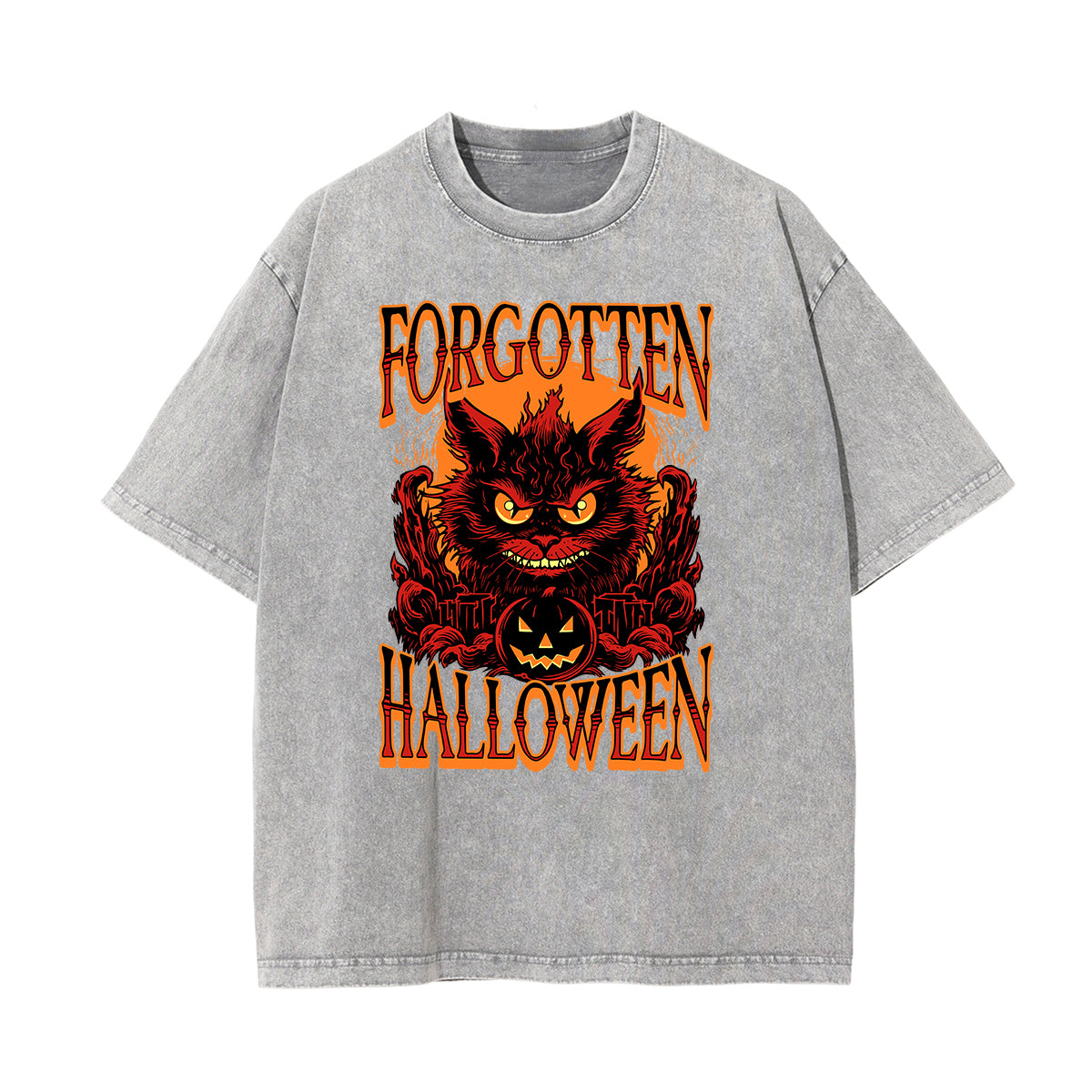 Camiseta de algodón con gráfico de gato lavado