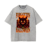 Camiseta de algodón con gráfico de gato lavado