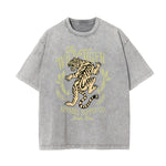Camiseta de algodón con gráfico de tigre lavado