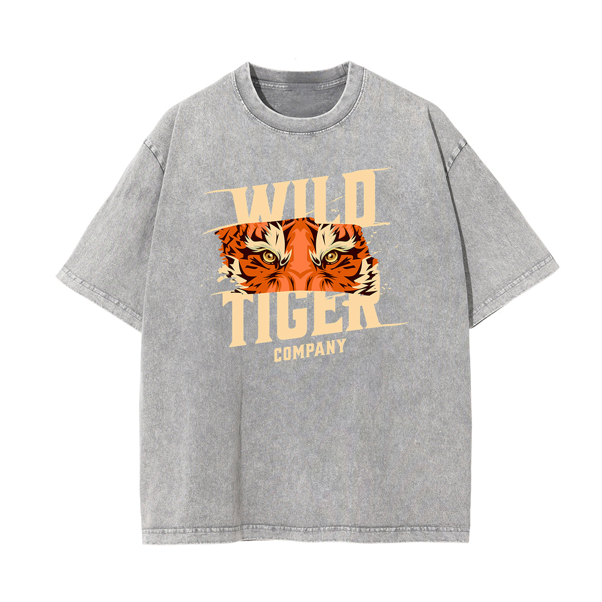 Camiseta de algodón con gráfico de tigre lavado