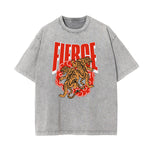 Camiseta de algodón con gráfico de tigre lavado