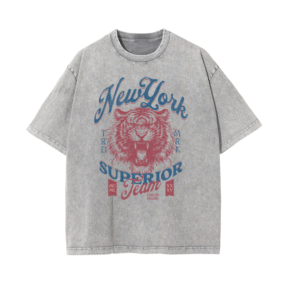 Camiseta de algodón con gráfico de tigre lavado