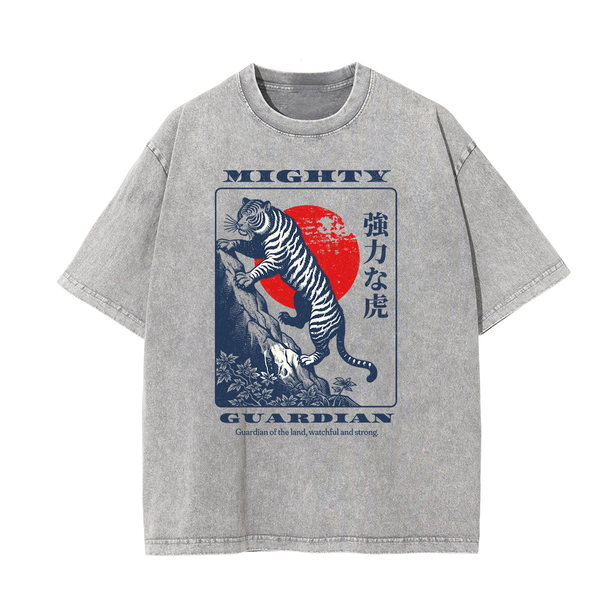Camiseta de algodón con gráfico de tigre lavado