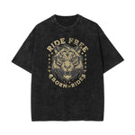 Stone Wash Tiger Pattern T Shirt