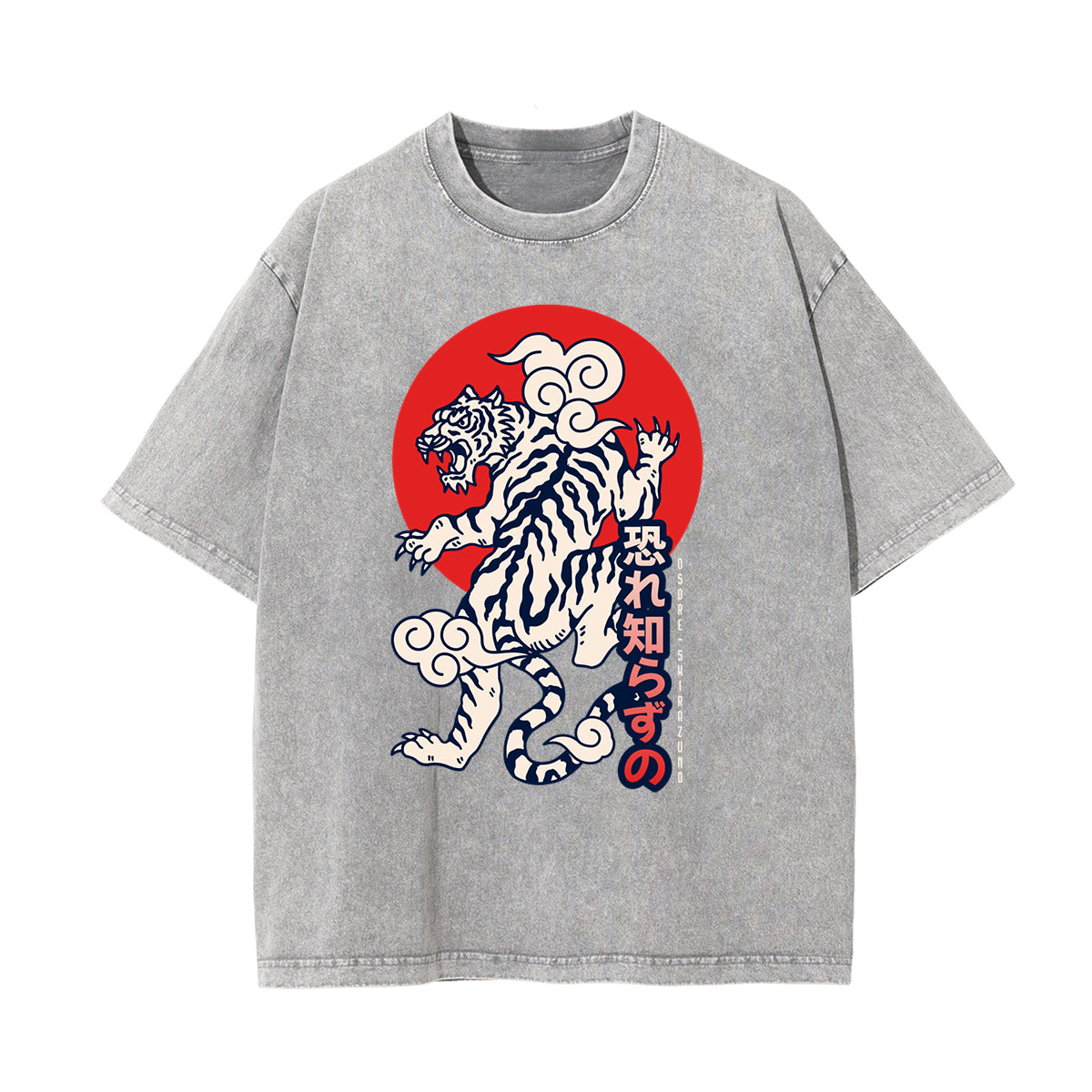 Camiseta de algodón con gráfico de tigre lavado