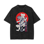 Stone Wash Tiger Pattern T Shirt