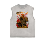 Camiseta sin mangas con gráfico de tigre y bordes deshilachados