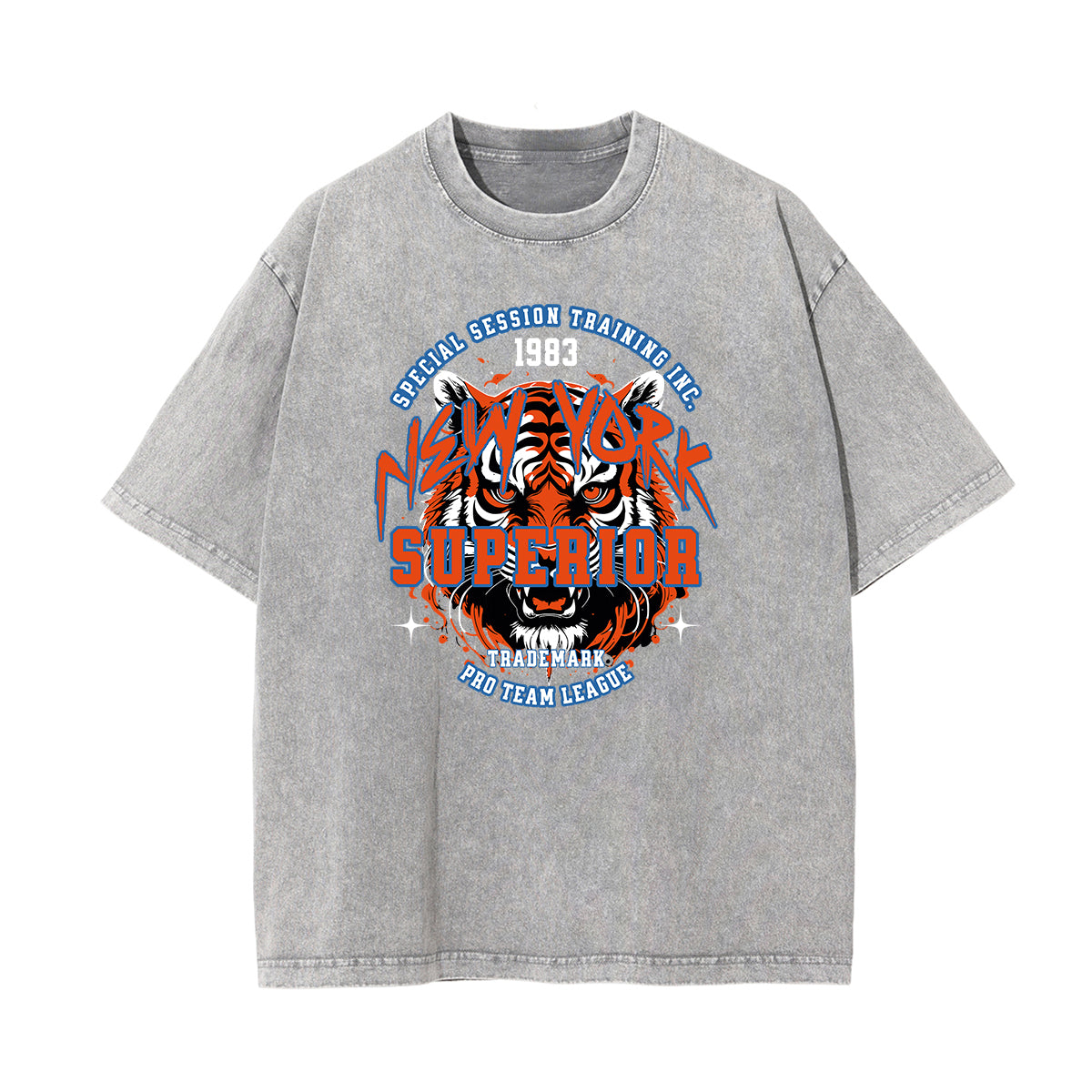 Camiseta de algodón con gráfico de tigre lavado