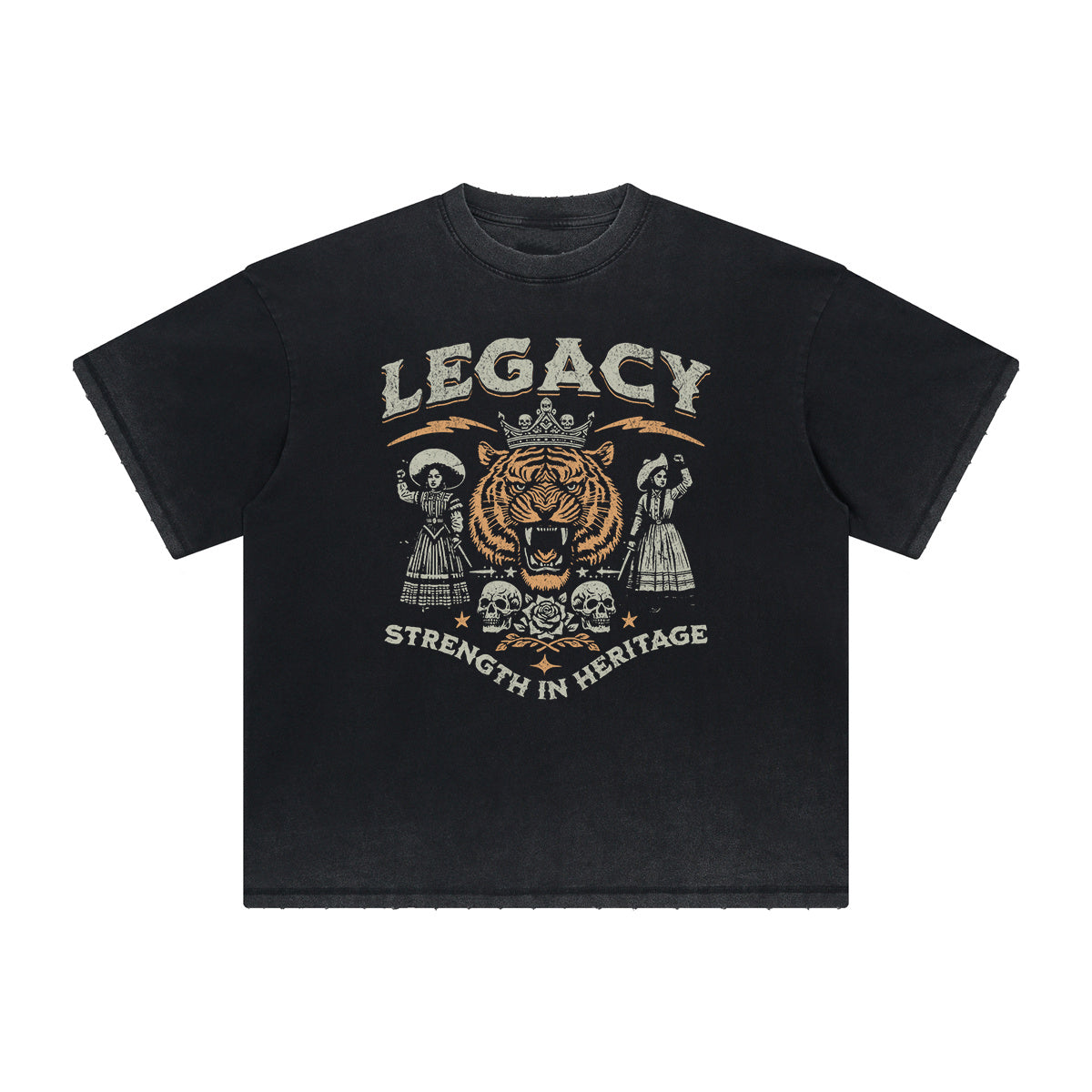 Thick Faded Tiger Graphic T Shirt