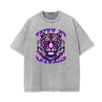Camiseta de algodón con gráfico de tigre lavado