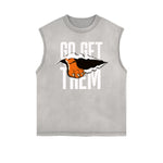 Camiseta sin mangas con gráfico de tigre y bordes deshilachados