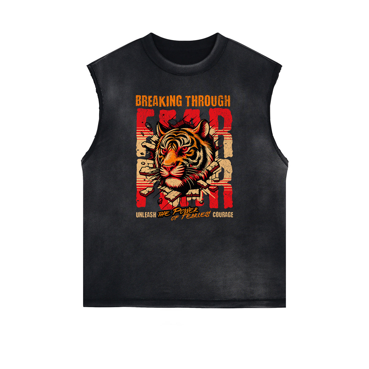 Camiseta sin mangas con estampado de tigre desgastado