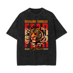 Stone Wash Tiger Pattern T Shirt