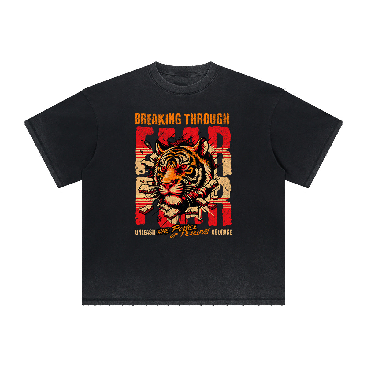 Thick Faded Tiger Graphic T Shirt
