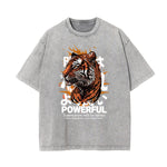 Camiseta de algodón con gráfico de tigre lavado