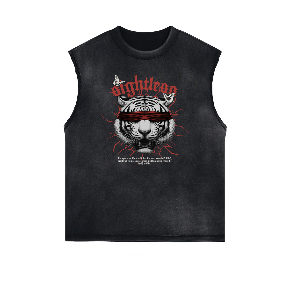 Camiseta sin mangas con estampado de tigre desgastado