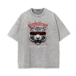 Camiseta de algodón con gráfico de tigre lavado