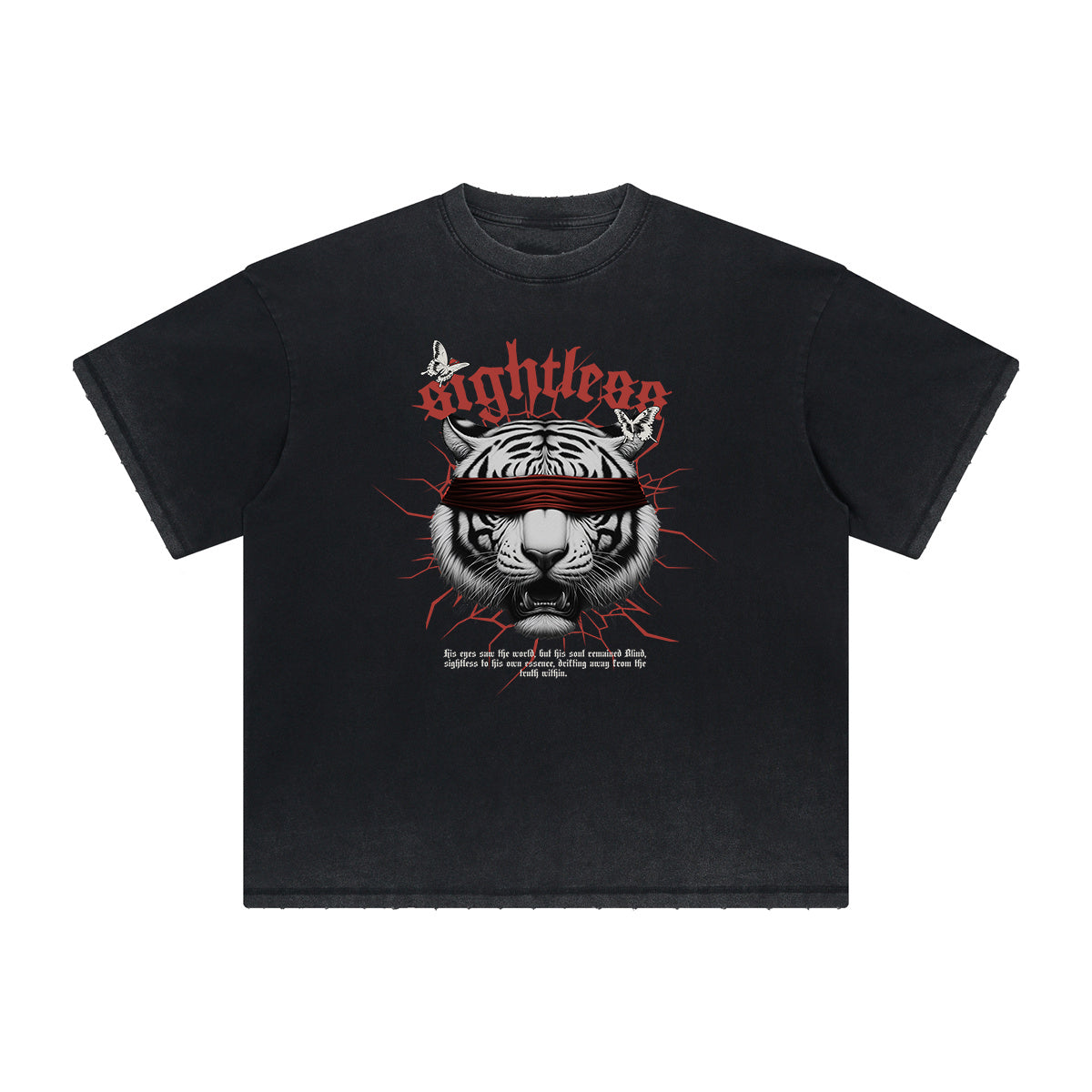 Thick Faded Tiger Graphic T Shirt