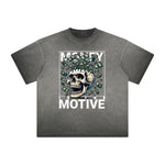 Thick Faded Skull & Money Graphic T Shirt