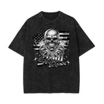 Stone Wash Skull & Money Pattern T Shirt