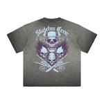 Thick Faded Skull & Money Graphic T Shirt