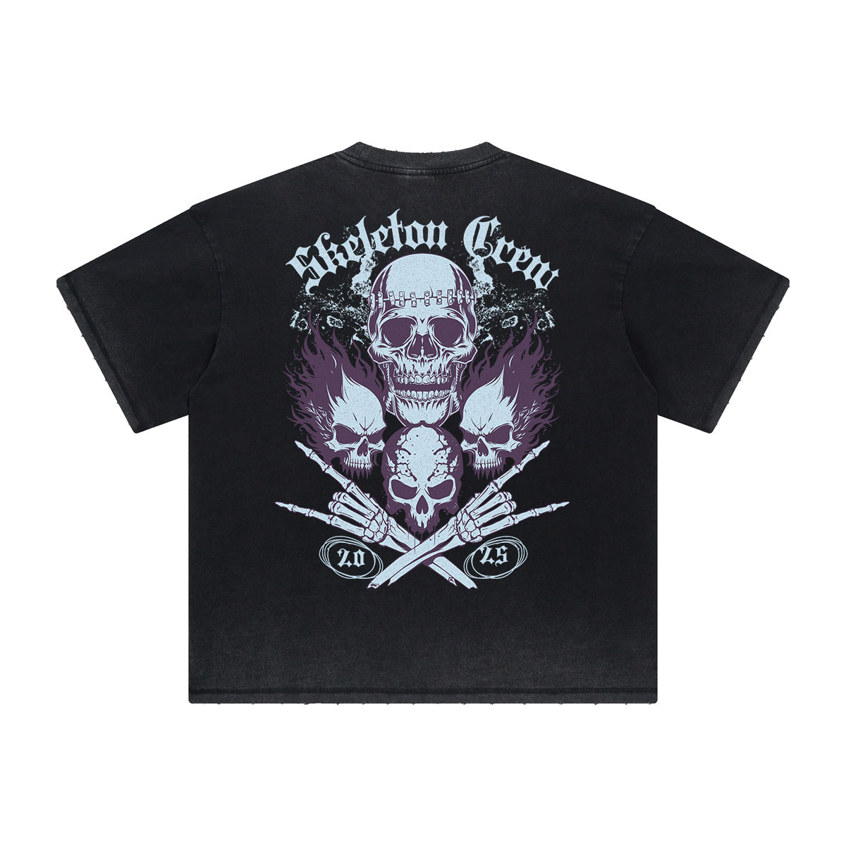 Vintage Frayed Skull & Money Pattern Tee