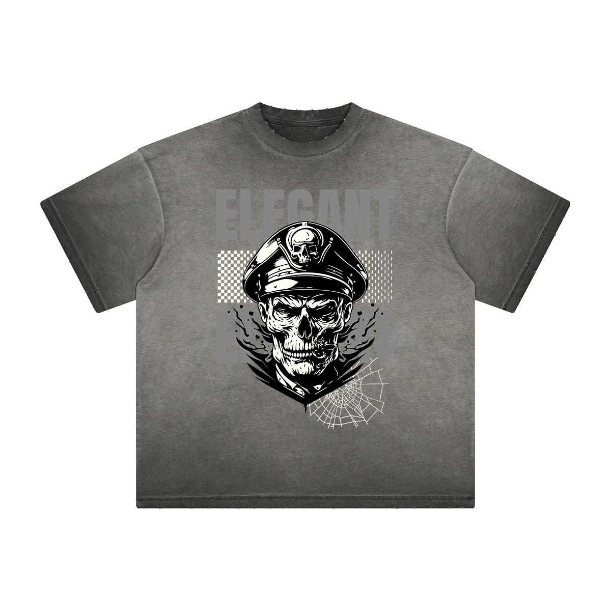 Thick Faded Skull & Money Graphic T Shirt