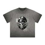 Thick Faded Skull & Money Graphic T Shirt