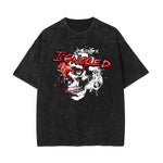 Stone Wash Skull & Money Pattern T Shirt