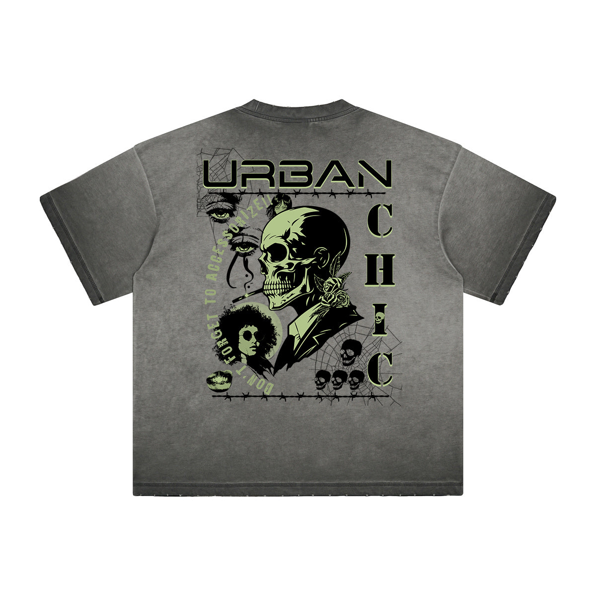 Thick Faded Skull & Money Graphic T Shirt